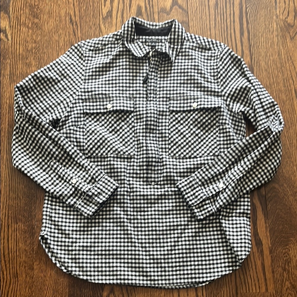 Women’s 1/2 zip jcrew mercantile black/white plaid pullover nwt